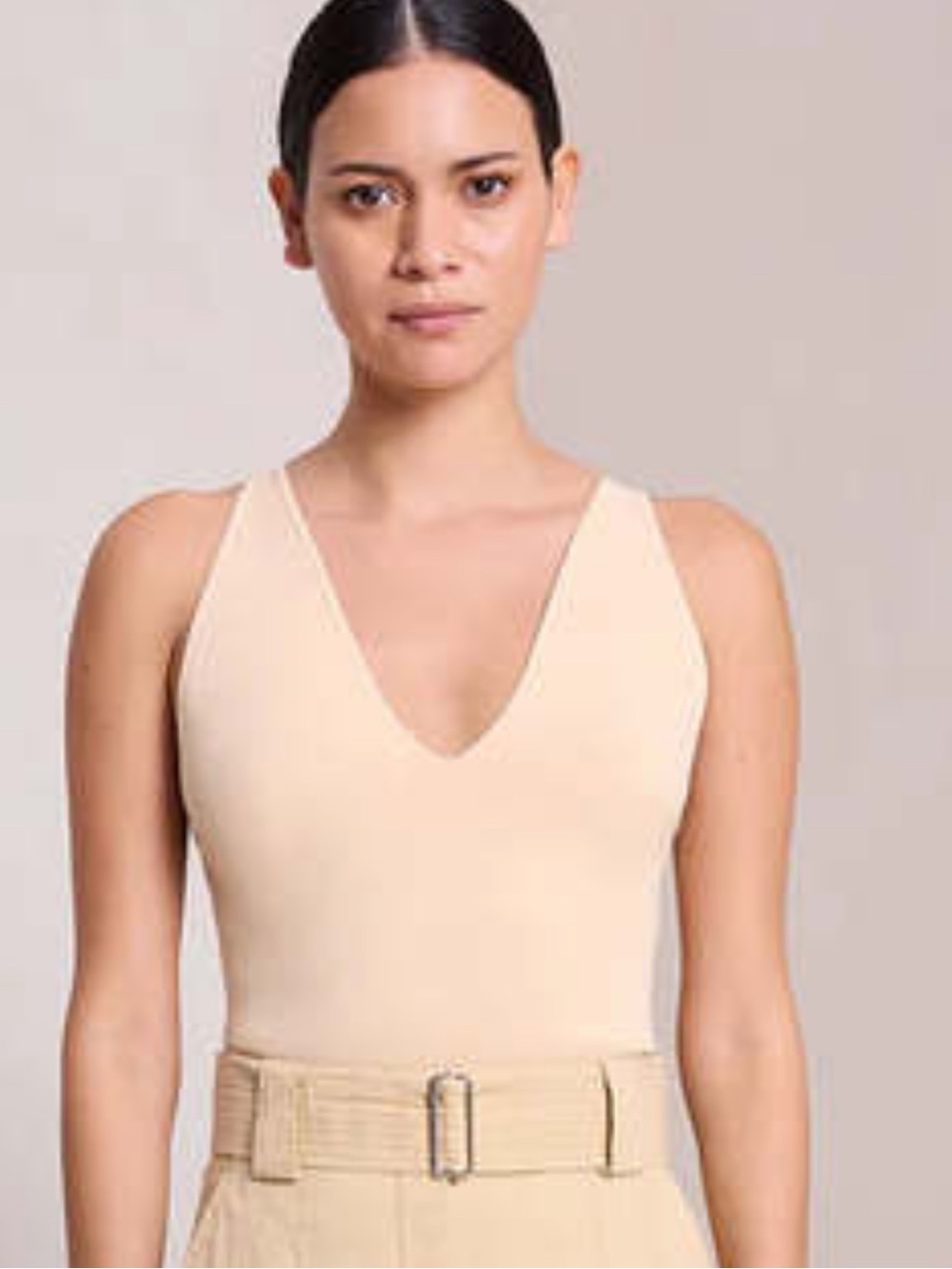 A.L.C Vera Top Plunge Front Bodysuit Size Medium Color Straw NWT
